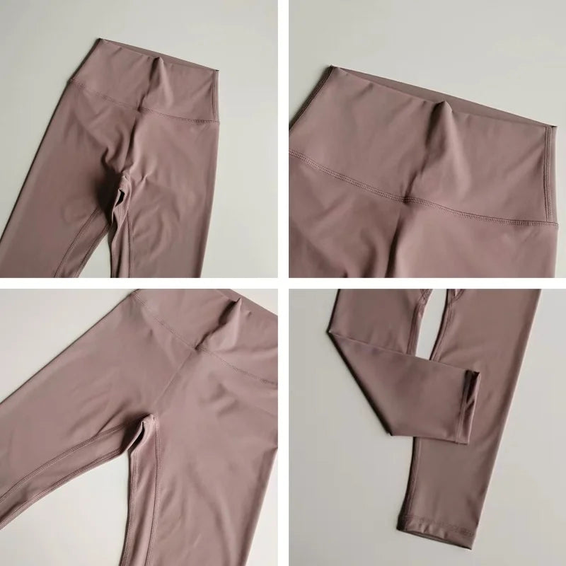 Women High Waist Yoga Leggings Nude Soft Breathable Tummy Control Skinny Pants Gym Running Pilates Fitness Sports Tights