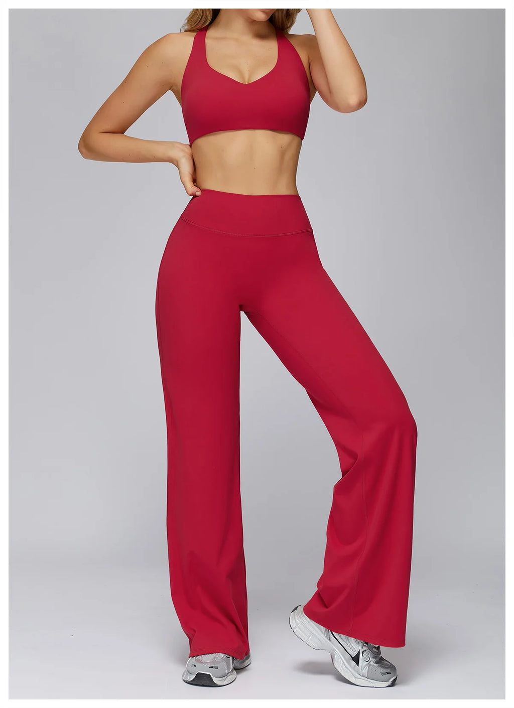 High Waist Flared Leggings Women Gym Fitness Yoga Pants Workout Runing Sport Leggings Women's Control Tummy Yoga Wide Leg Pants