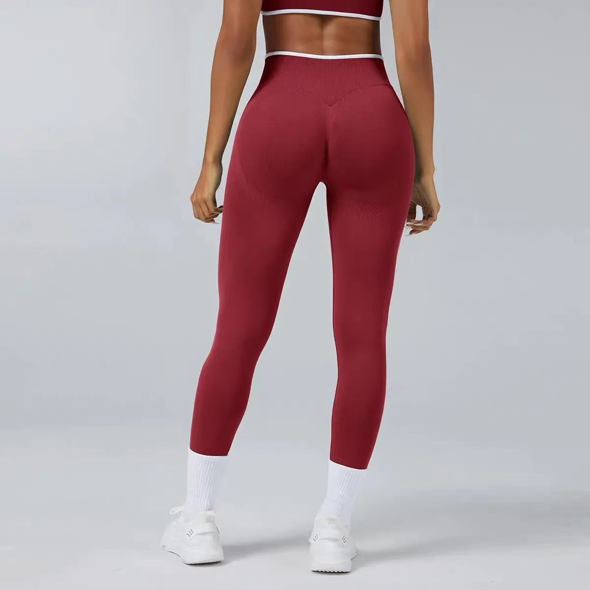 Women's High Waist Yoga Pants, Tummy Control Contrast Color Booty Leggings, Quick Dry Moisture Wicking Stretch Fitness Pants