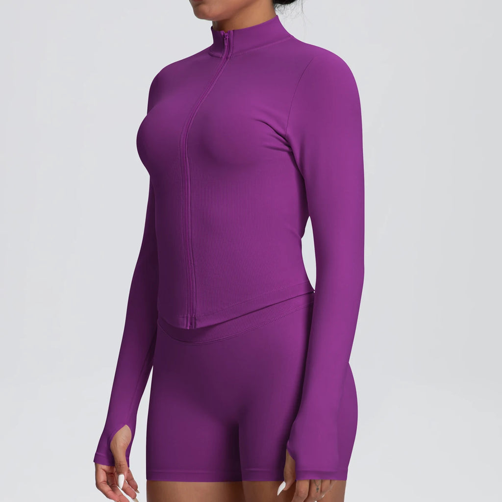 Yoga Long Sleeved for Woman 1PC Summer Running Shirts Solid Color Yoga Zipper Long Sleeves Zipper Jacket Women Fitness Yoga Top