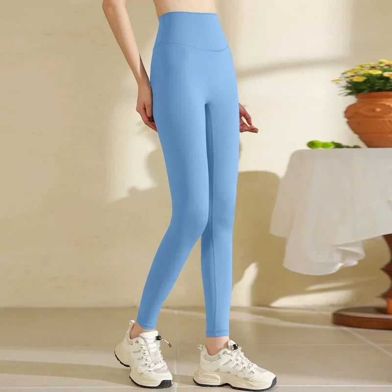 Women High Waist Yoga Leggings Nude Soft Breathable Tummy Control Skinny Pants Gym Running Pilates Fitness Sports Tights