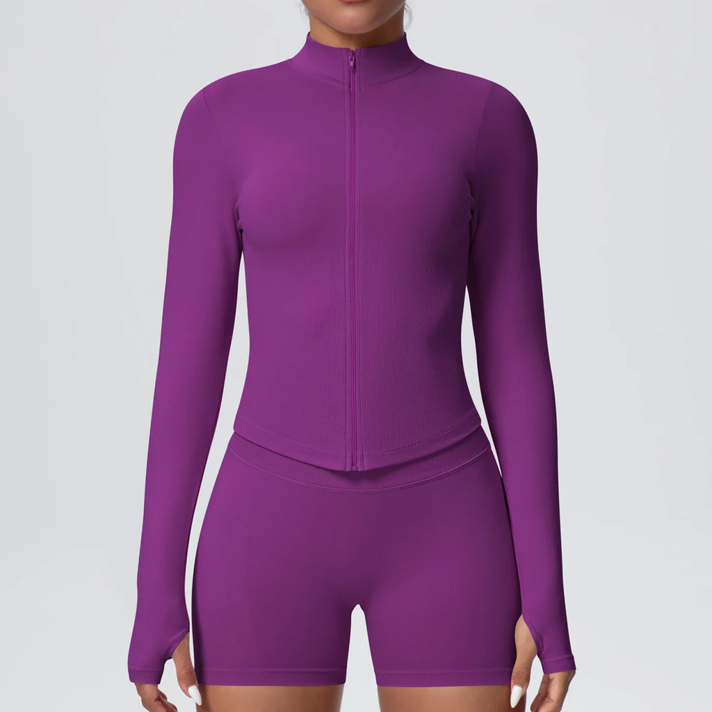 Yoga Long Sleeved for Woman 1PC Summer Running Shirts Solid Color Yoga Zipper Long Sleeves Zipper Jacket Women Fitness Yoga Top