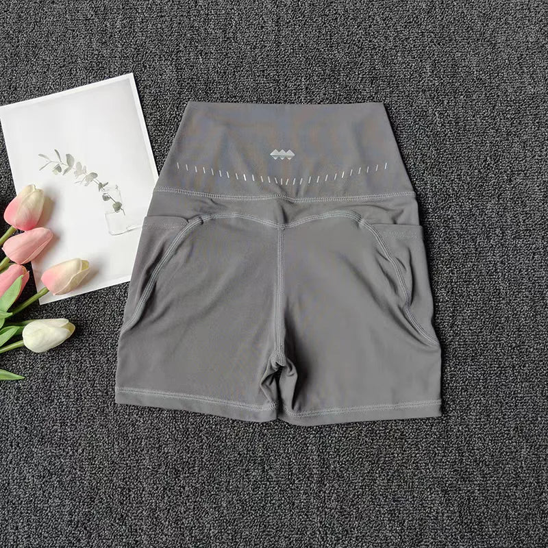High Waist Women's Sports Yoga Shorts Quick Drying Hip Lift Fitness Running Cycling 3-Point