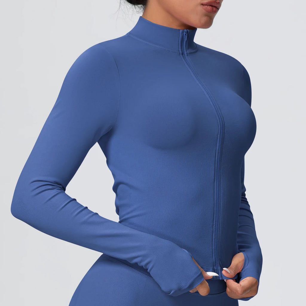 Yoga Long Sleeved for Woman 1PC Summer Running Shirts Solid Color Yoga Zipper Long Sleeves Zipper Jacket Women Fitness Yoga Top