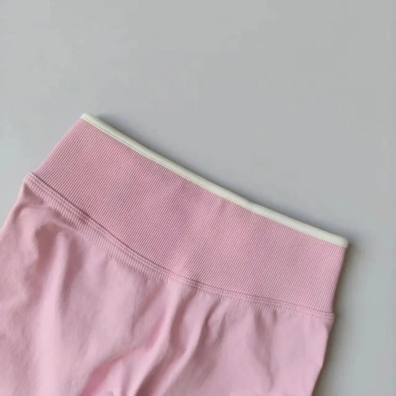 Women's High Waist Yoga Pants, Tummy Control Contrast Color Booty Leggings, Quick Dry Moisture Wicking Stretch Fitness Pants