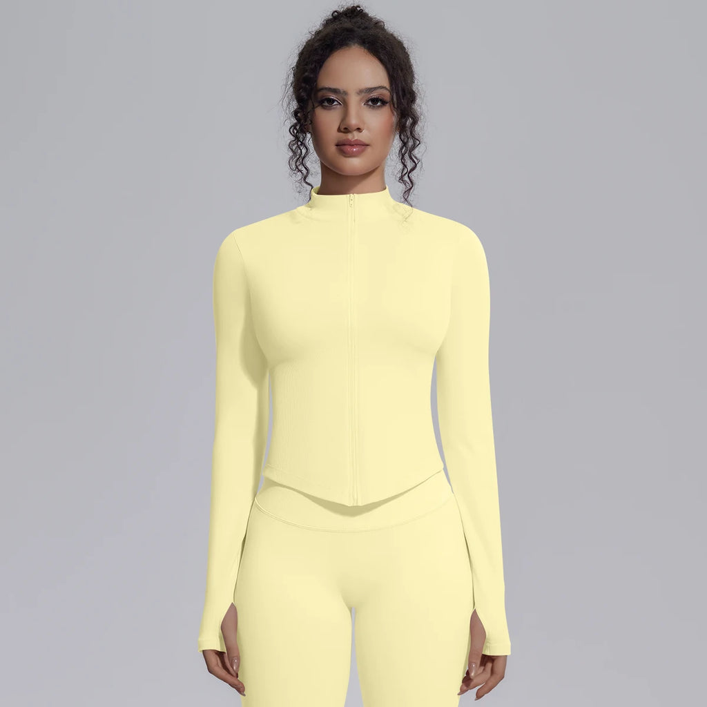 Yoga Long Sleeved for Woman 1PC Summer Running Shirts Solid Color Yoga Zipper Long Sleeves Zipper Jacket Women Fitness Yoga Top