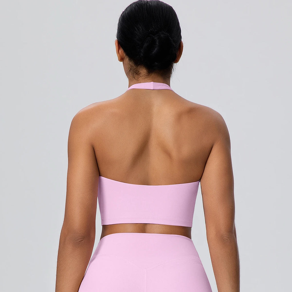 Summer Beautiful Back Hanging Neck Bra Woman Shockproof Workout Top Sports Underwear Yoga Vest with Chest Pad Sexy Women Bra