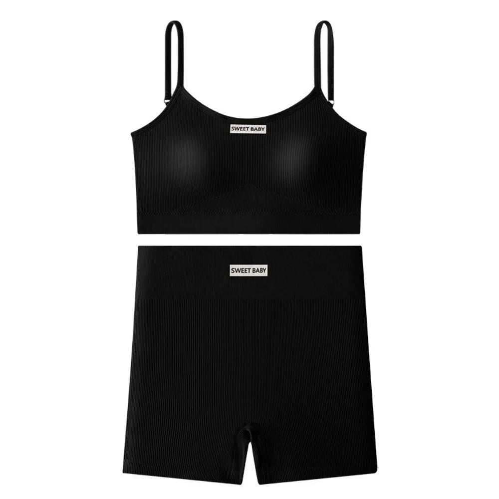 Super Stretchy Women's Sports Clothing Set Sportswear Sleeveless Vest Underwear Shorts Pants Kit Slim Fit Short