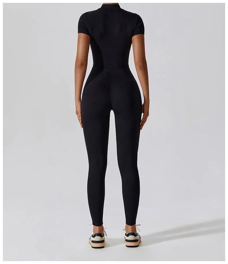 Yoga Boilersuit Long Sleeved Women's Sportswear Gym Zipper Jumpsuits Workout High-intensity Fitness One-piece Skin-tight Garment
