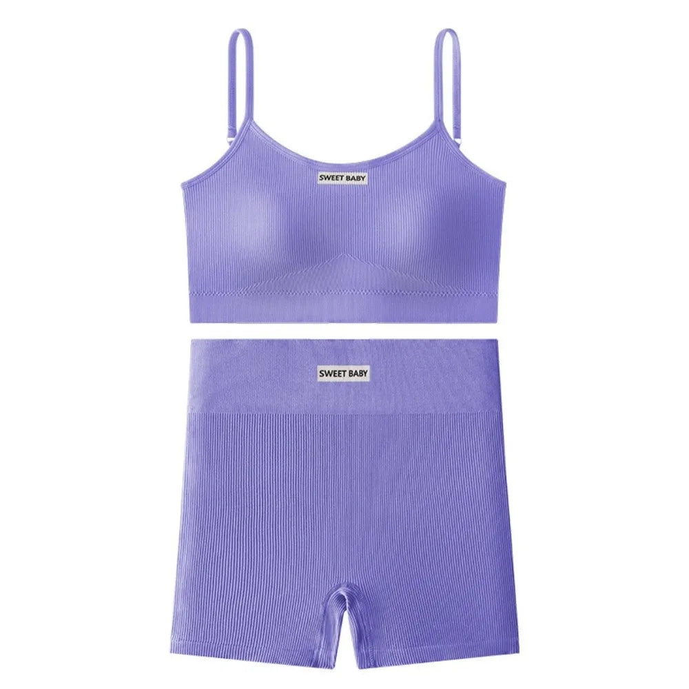 Super Stretchy Women's Sports Clothing Set Sportswear Sleeveless Vest Underwear Shorts Pants Kit Slim Fit Short