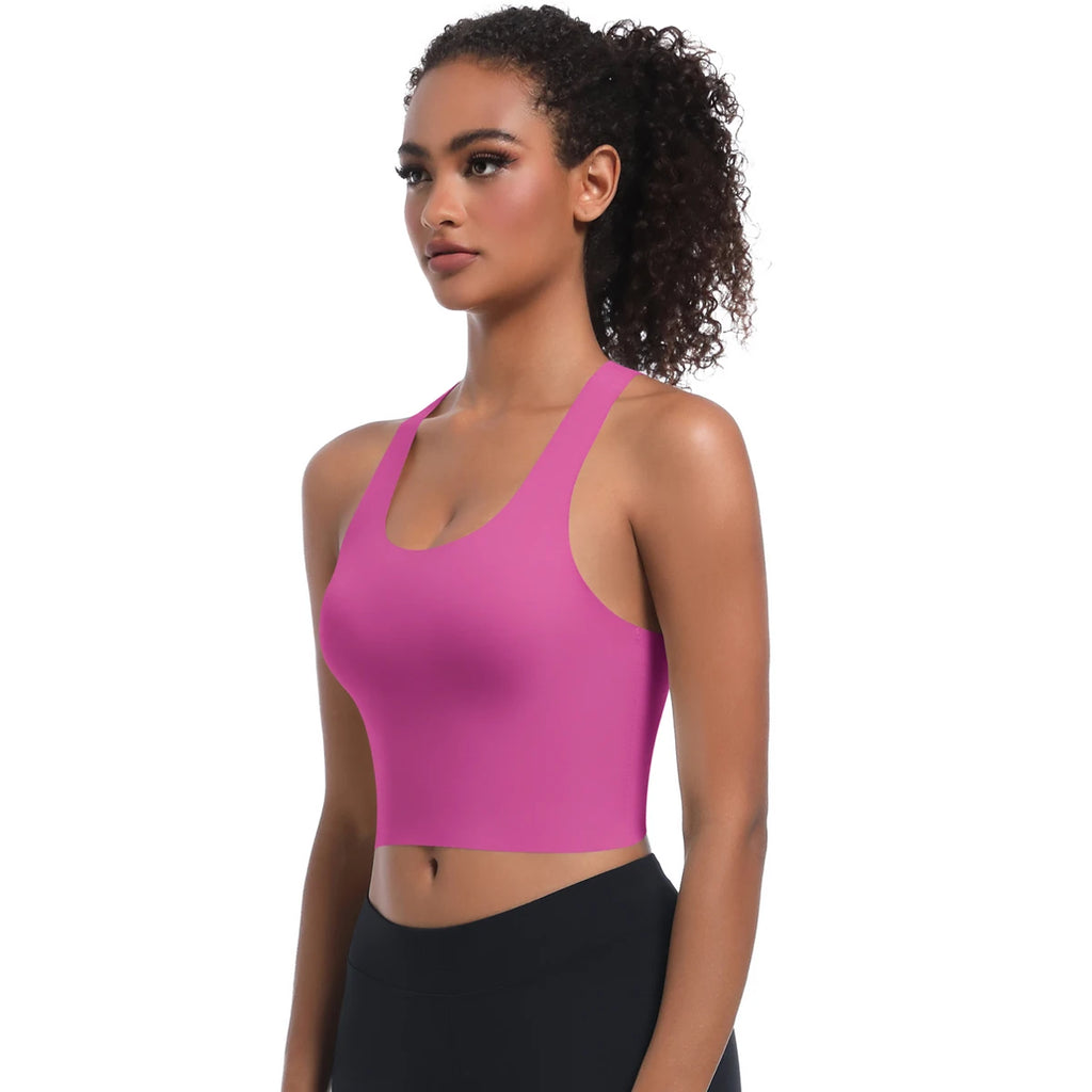 Solid Color Sexy Beautiful Back Yoga Vest Summer Gym Running Shockproof Workout