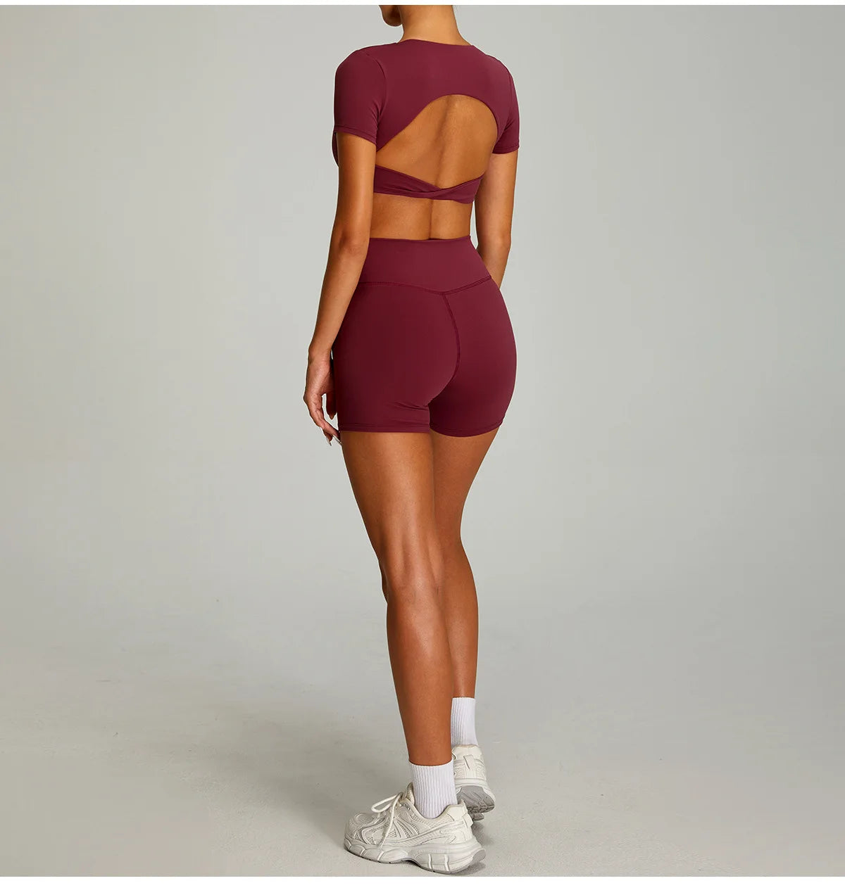 Sexy Sports Shirts Breathable Short Sleeves Workout Tops Fitness Female Backless Yoga Clothing Sport Crop Tops Women Gym Top