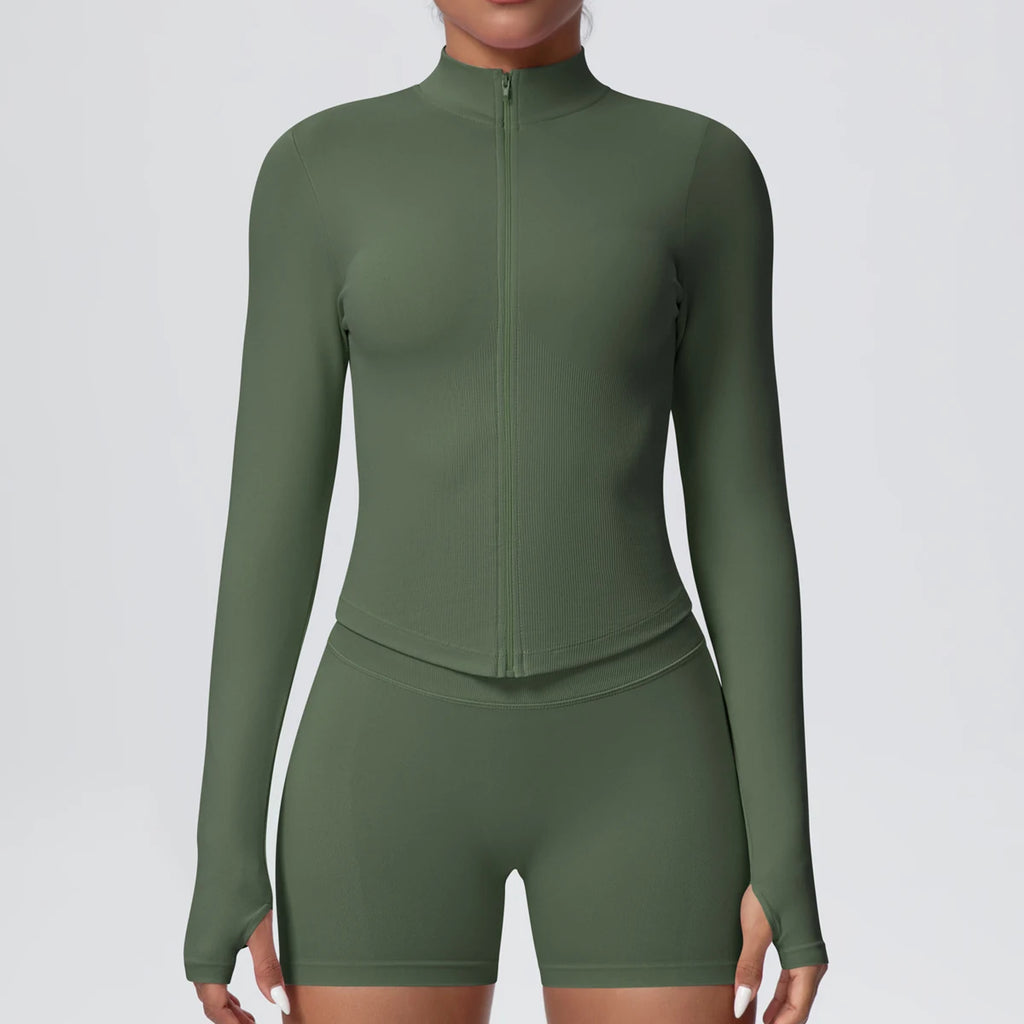 Yoga Long Sleeved for Woman 1PC Summer Running Shirts Solid Color Yoga Zipper Long Sleeves Zipper Jacket Women Fitness Yoga Top