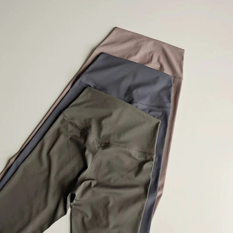 Women High Waist Yoga Leggings Nude Soft Breathable Tummy Control Skinny Pants Gym Running Pilates Fitness Sports Tights