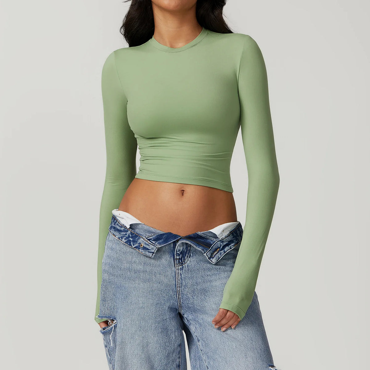 Women Yoga Shirts Crop Top Long Sleeves Shirts for Women Yoga  Long Sleeves Sports Fitness Top Push Up Gym Clothes Workout Tops