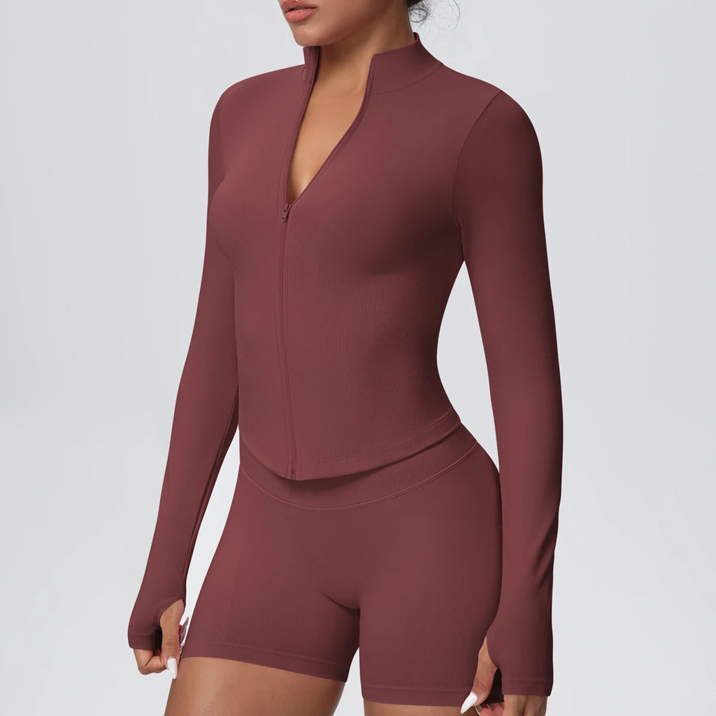 Yoga Long Sleeved for Woman 1PC Summer Running Shirts Solid Color Yoga Zipper Long Sleeves Zipper Jacket Women Fitness Yoga Top