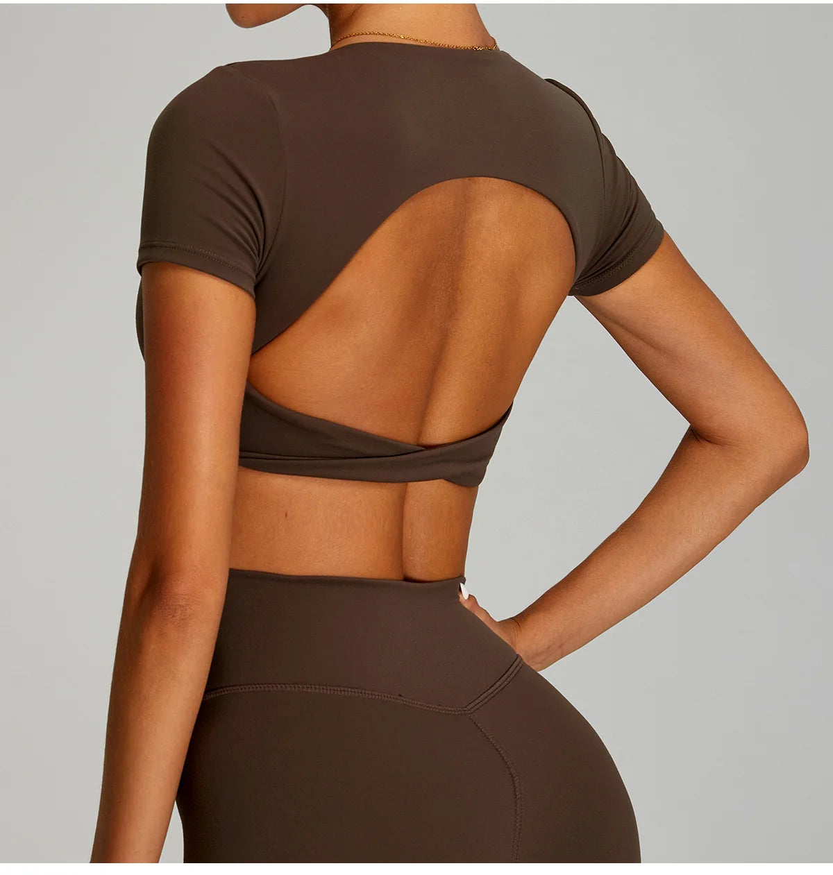 Sexy Sports Shirts Breathable Short Sleeves Workout Tops Fitness Female Backless Yoga Clothing Sport Crop Tops Women Gym Top