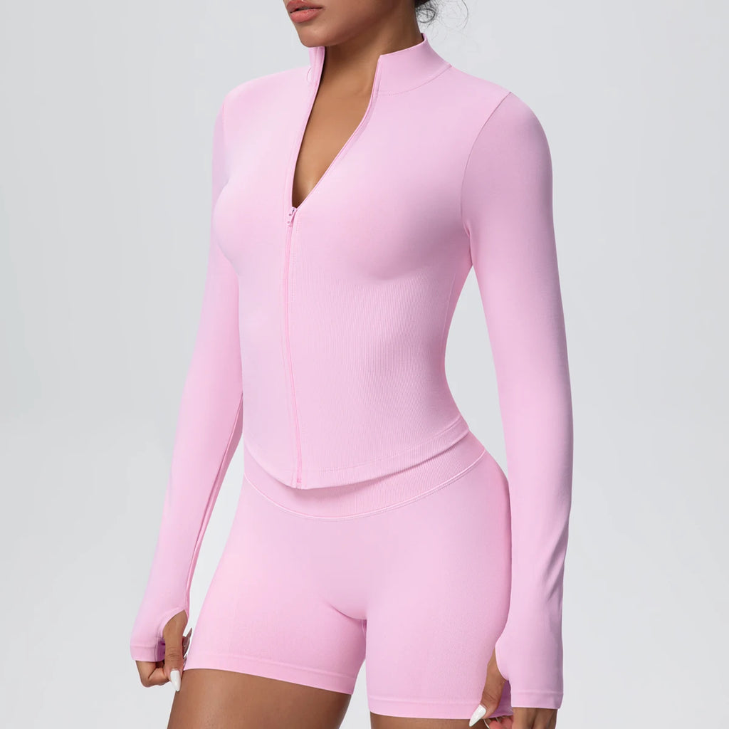 Yoga Long Sleeved for Woman 1PC Summer Running Shirts Solid Color Yoga Zipper Long Sleeves Zipper Jacket Women Fitness Yoga Top