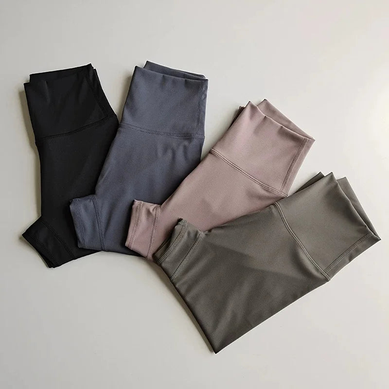 Women High Waist Yoga Leggings Nude Soft Breathable Tummy Control Skinny Pants Gym Running Pilates Fitness Sports Tights