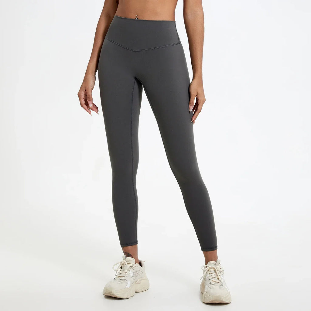 Women High Waist Yoga Leggings Nude Soft Breathable Tummy Control Skinny Pants Gym Running Pilates Fitness Sports Tights