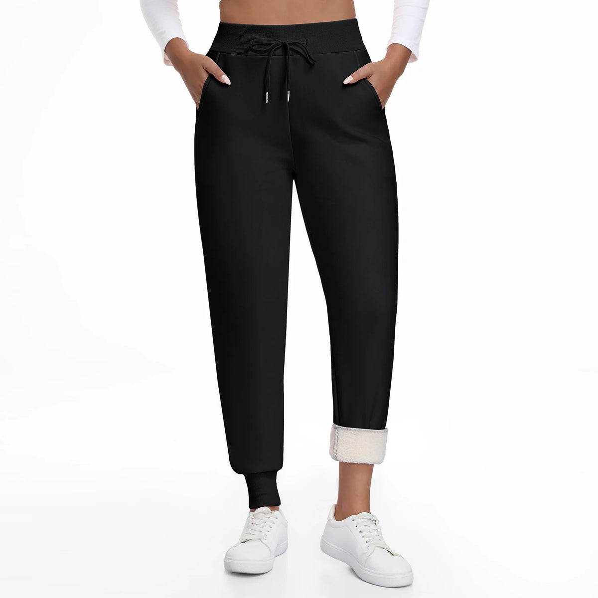 Women Winter Thick Velvet Pants With Pockets