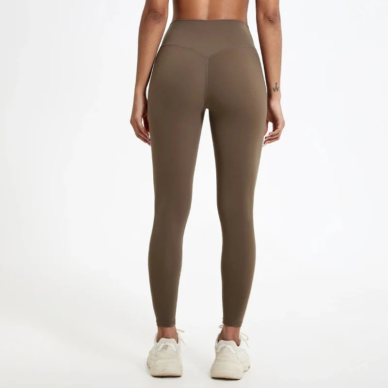 Women High Waist Yoga Leggings Nude Soft Breathable Tummy Control Skinny Pants Gym Running Pilates Fitness Sports Tights
