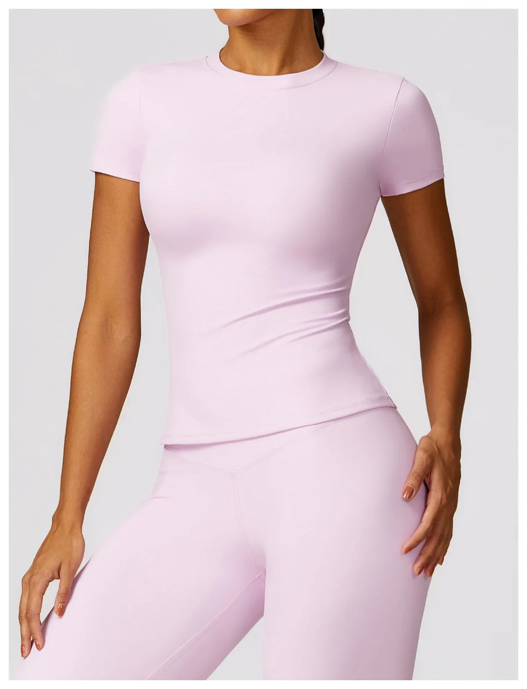 JUREN Yoga Shirts Women Top Quick Dry Running Tops Tights Push Up Workout Gym Clothe Female Short Sleeve Fitness Sports T-Shirts
