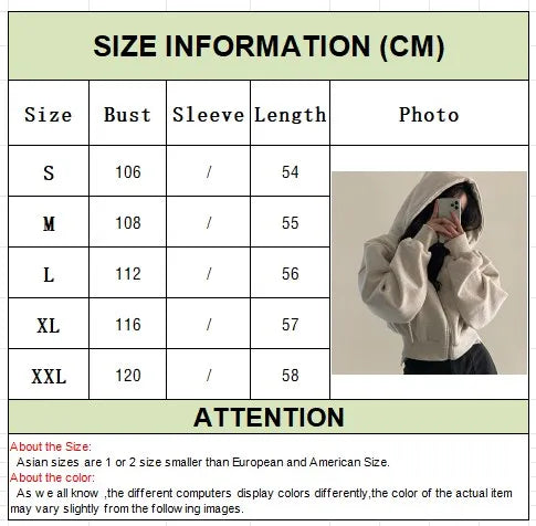 Autumn Winter Hooded Hoodies Women Casual Streetwear Zip Up
