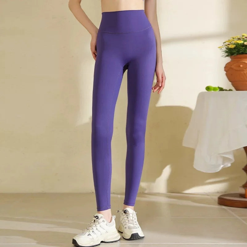 Women High Waist Yoga Leggings Nude Soft Breathable Tummy Control Skinny Pants Gym Running Pilates Fitness Sports Tights