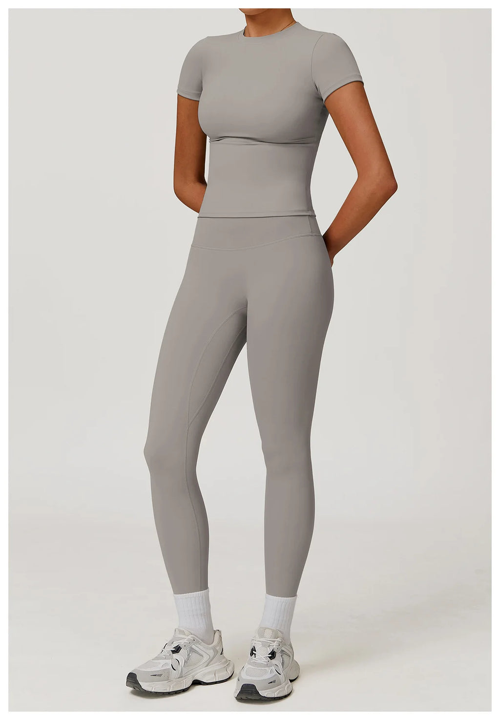 JUREN Yoga Shirts Women Top Quick Dry Running Tops Tights Push Up Workout Gym Clothe Female Short Sleeve Fitness Sports T-Shirts