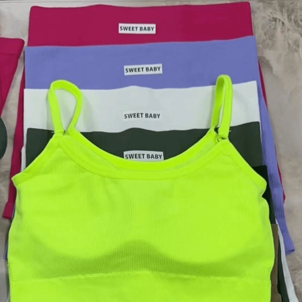Super Stretchy Women's Sports Clothing Set Sportswear Sleeveless Vest Underwear Shorts Pants Kit Slim Fit Short