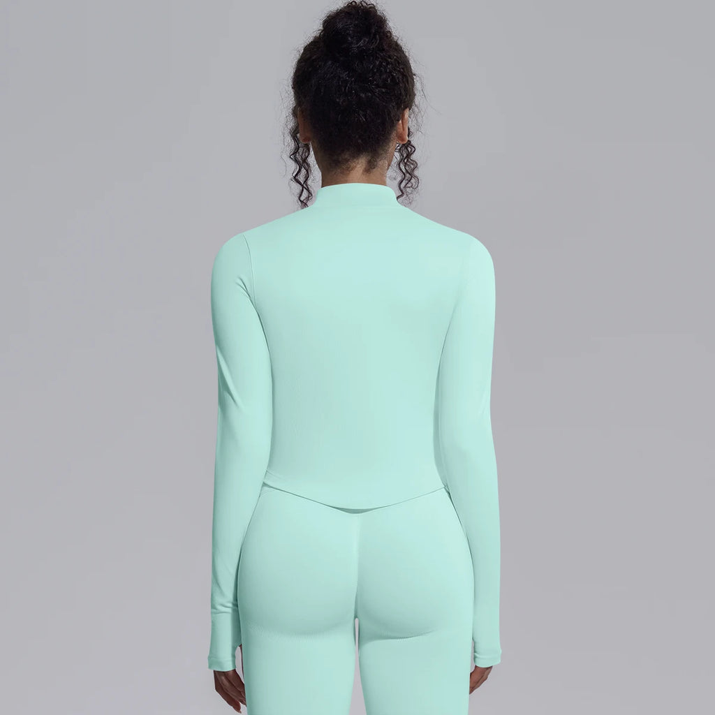 Yoga Long Sleeved for Woman 1PC Summer Running Shirts Solid Color Yoga Zipper Long Sleeves Zipper Jacket Women Fitness Yoga Top