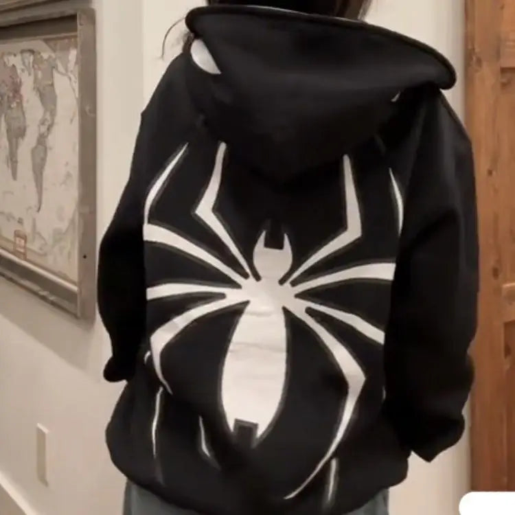 Harajuku Fashion Y2K Oversized Coat Personality Spider Print Women's