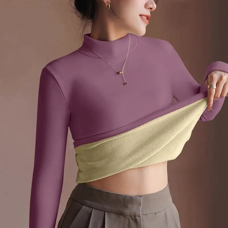 Women's Sweater Autumn Winter Retro with Velvet Lining Thickened