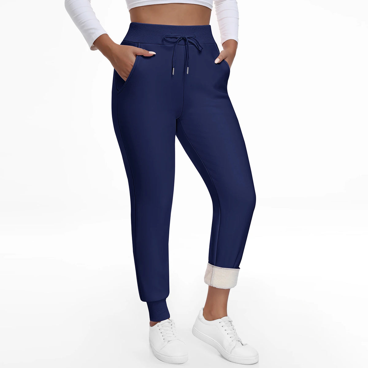 Women Winter Thick Velvet Pants With Pockets