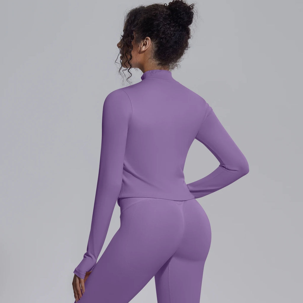 Yoga Long Sleeved for Woman 1PC Summer Running Shirts Solid Color Yoga Zipper Long Sleeves Zipper Jacket Women Fitness Yoga Top
