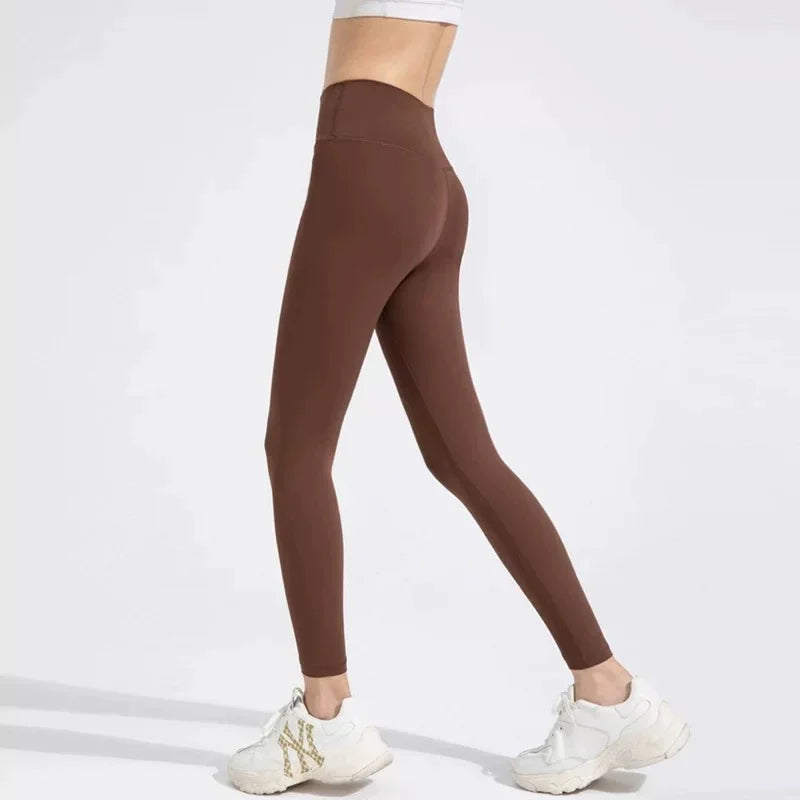 Women High Waist Yoga Leggings Nude Soft Breathable Tummy Control Skinny Pants Gym Running Pilates Fitness Sports Tights