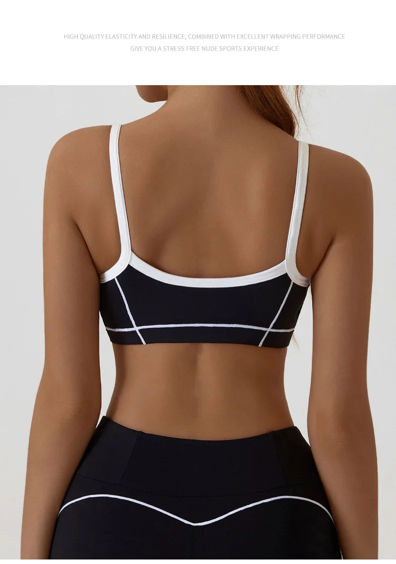 Yoga Sports Bra Color Clashing Shock Absorbing Brassiere Women Full Cup Breathable Gym Tube top Bra Yoga Workout Underwear