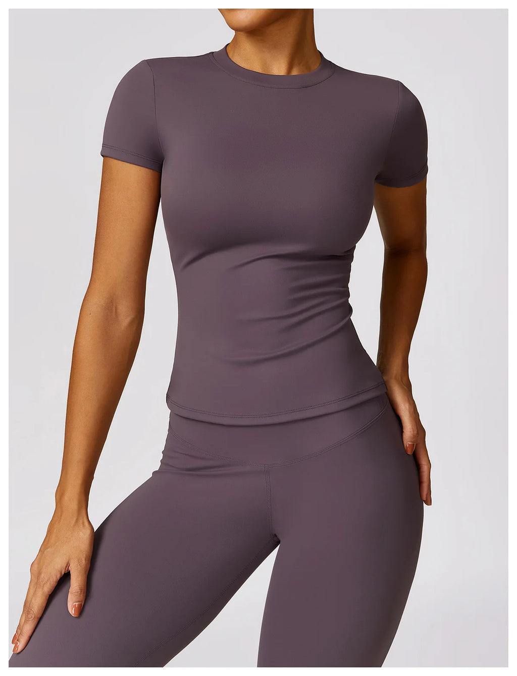 JUREN Yoga Shirts Women Top Quick Dry Running Tops Tights Push Up Workout Gym Clothe Female Short Sleeve Fitness Sports T-Shirts