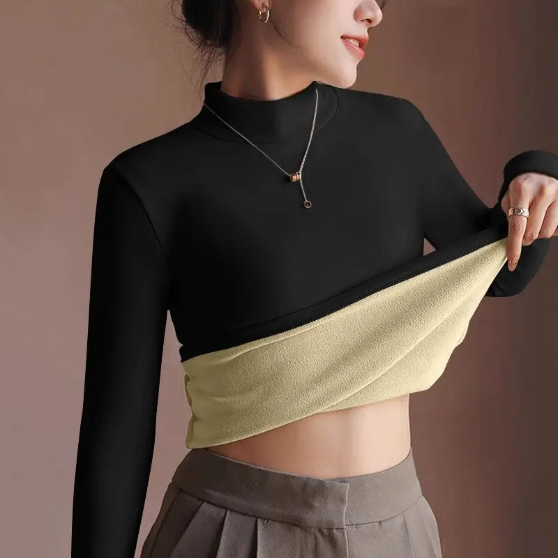 Women's Sweater Autumn Winter Retro with Velvet Lining Thickened