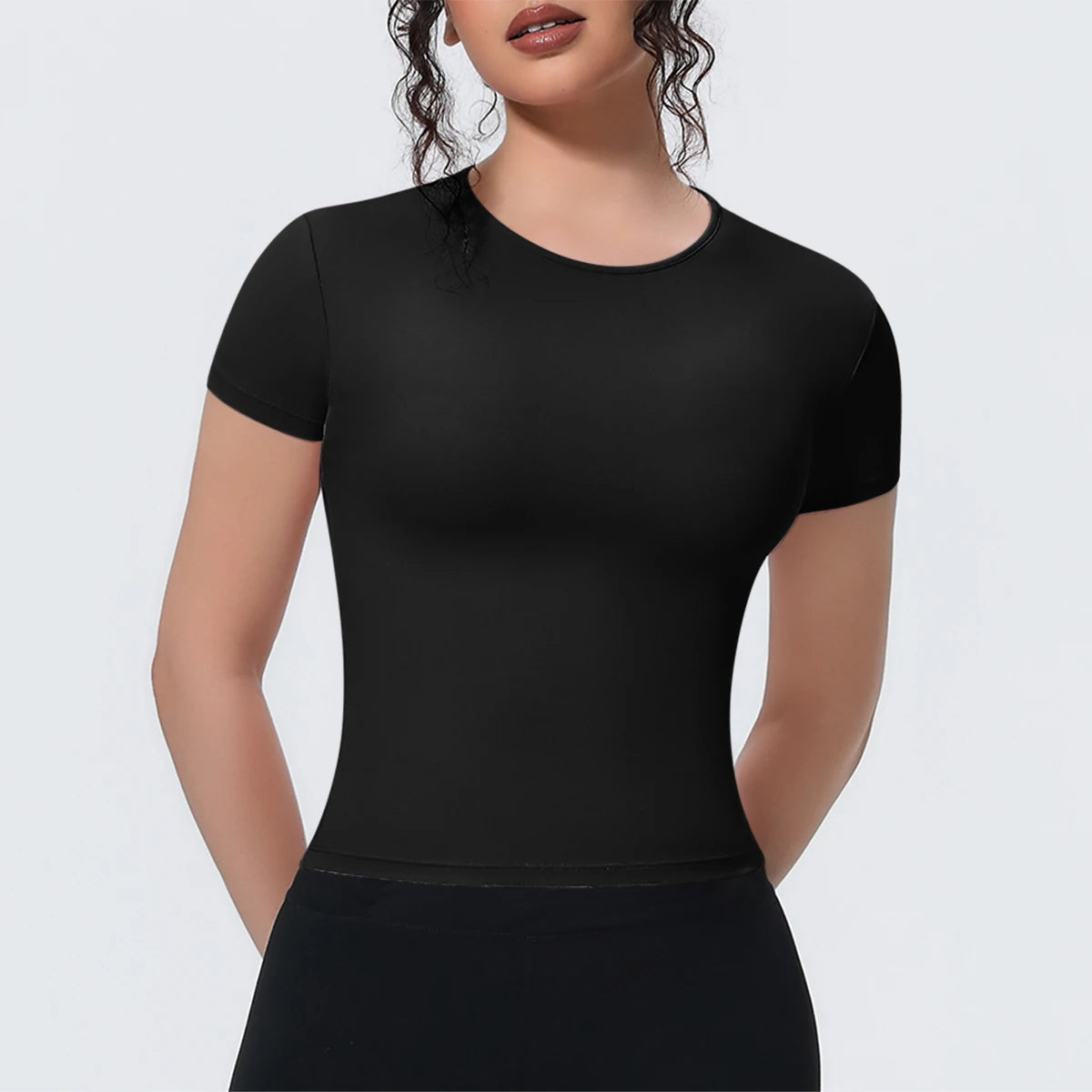 Hot Sale Summer Yoga T-shirt Running Shirts Solid Color Quick Drying Workout Top for Woman Short Sleeve Gym Sports Top
