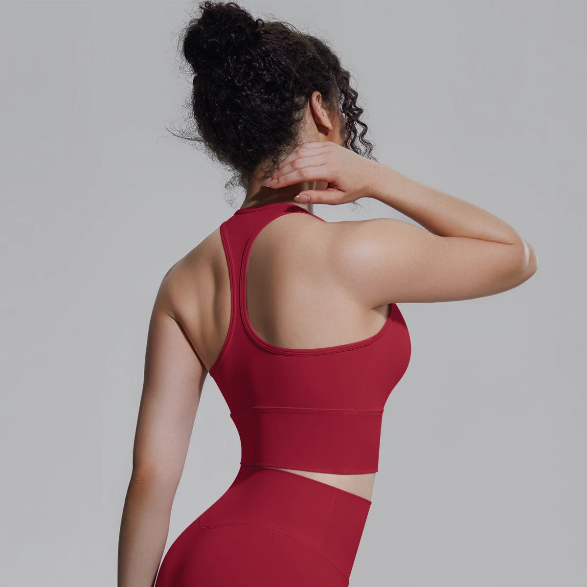 Woman Workout Top Yoga Vest Solid Color Gather Shockproof Sports Bra Beautiful Back I-shaped Vest Gym Running Yoga Underwear